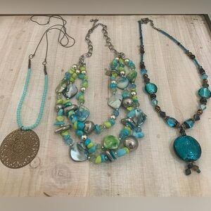 Bundle of 3 Elegant Multi-Color Necklaces